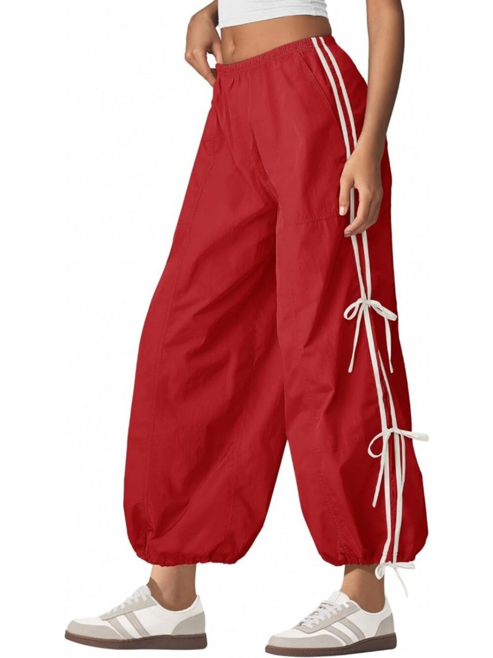 Chic Women's Bow Knot Parachute Pants | Trendy Baggy Track & Casual Wear